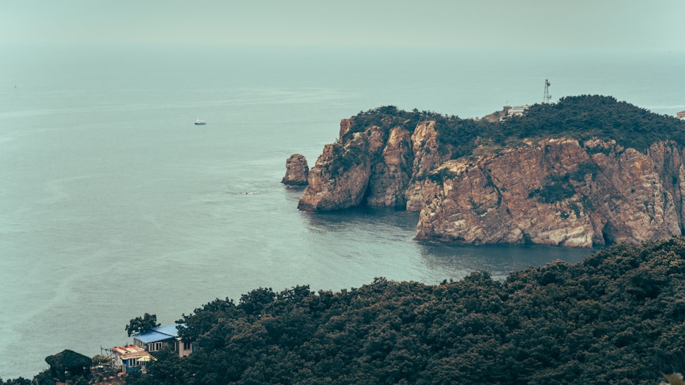 a view of a body of water from a hill