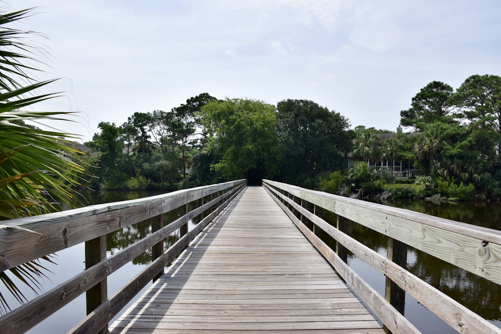 a wooden bridge over a body of water