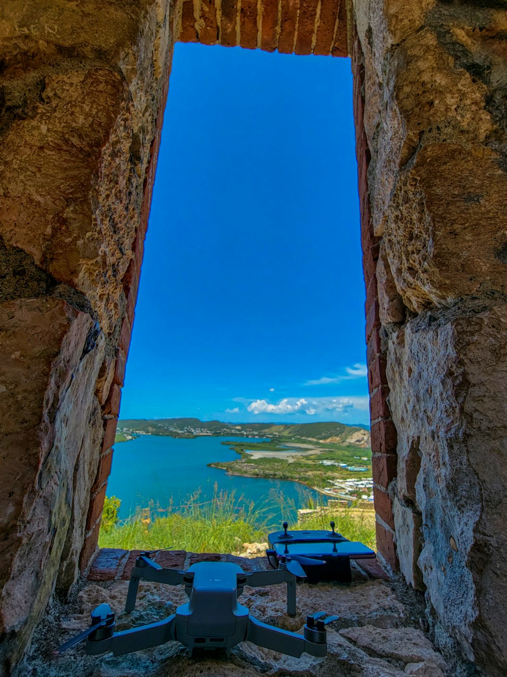 a view of a body of water through a window