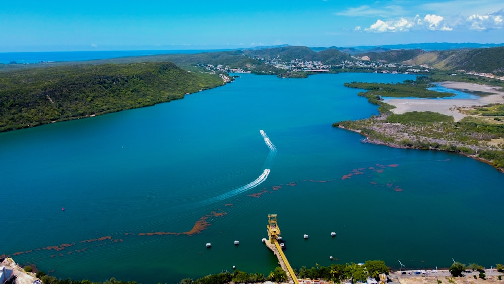 a large body of water surrounded by mountains