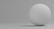 A simple 3D rendering of a smooth, white sphere placed against a neutral gray background. The sphere is positioned slightly to the right with a soft shadow cast on the surface.