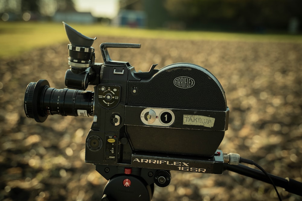 a close up of a camera on a tripod