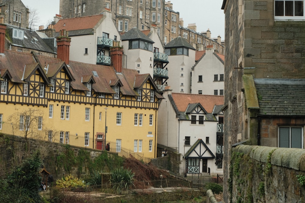 a group of buildings sitting next to each other