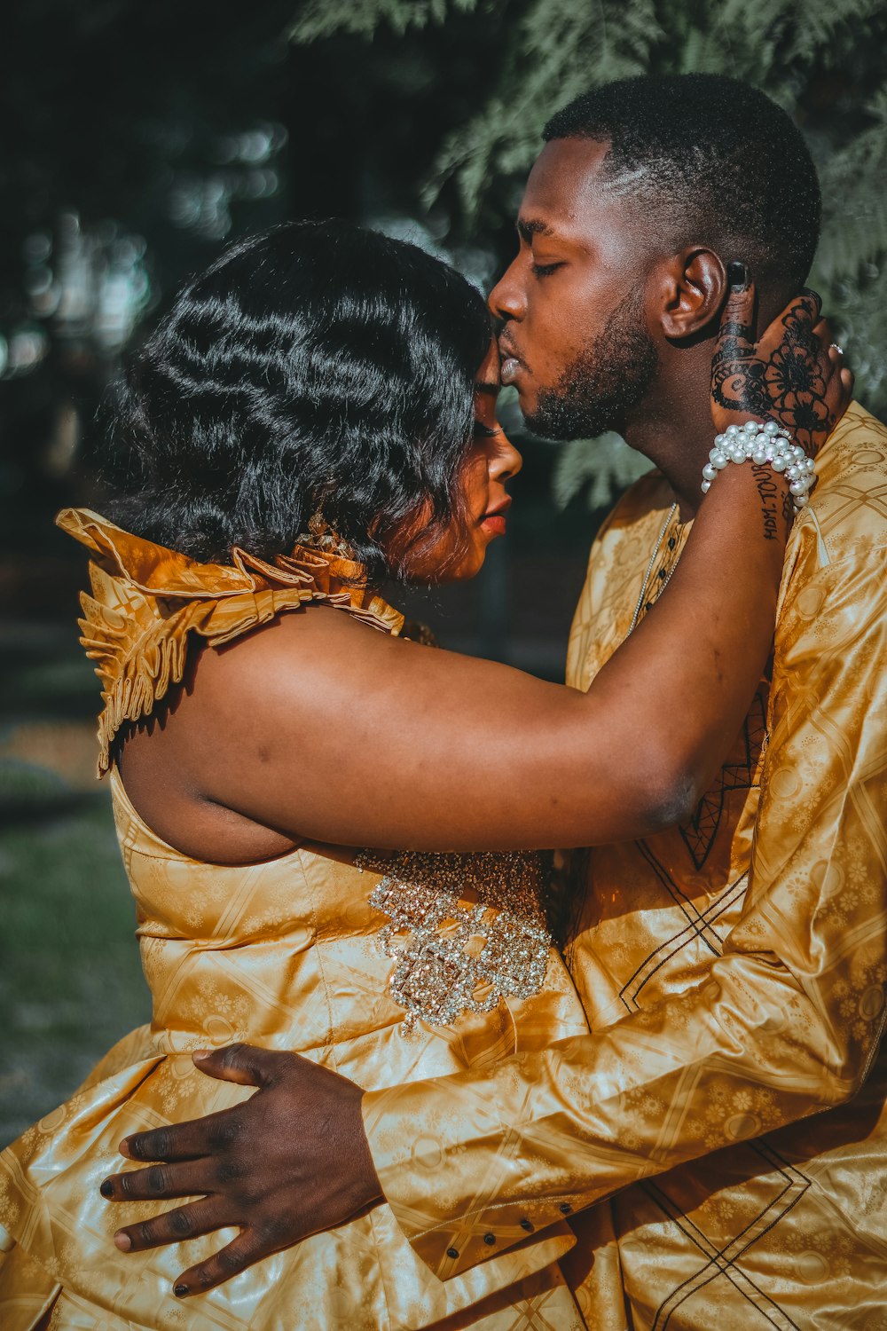 a man and a woman embracing each other