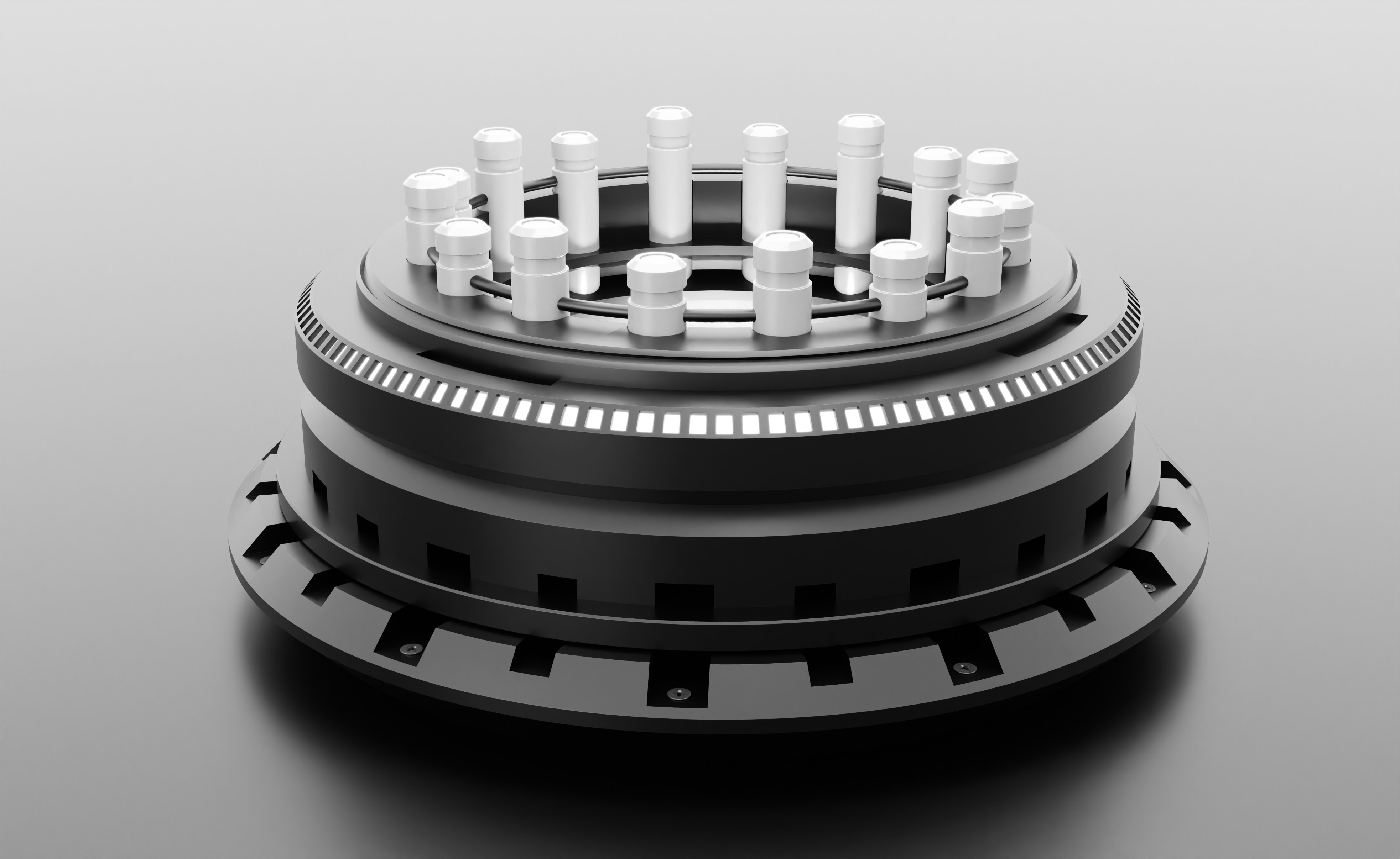 a black and white photo of a circular object