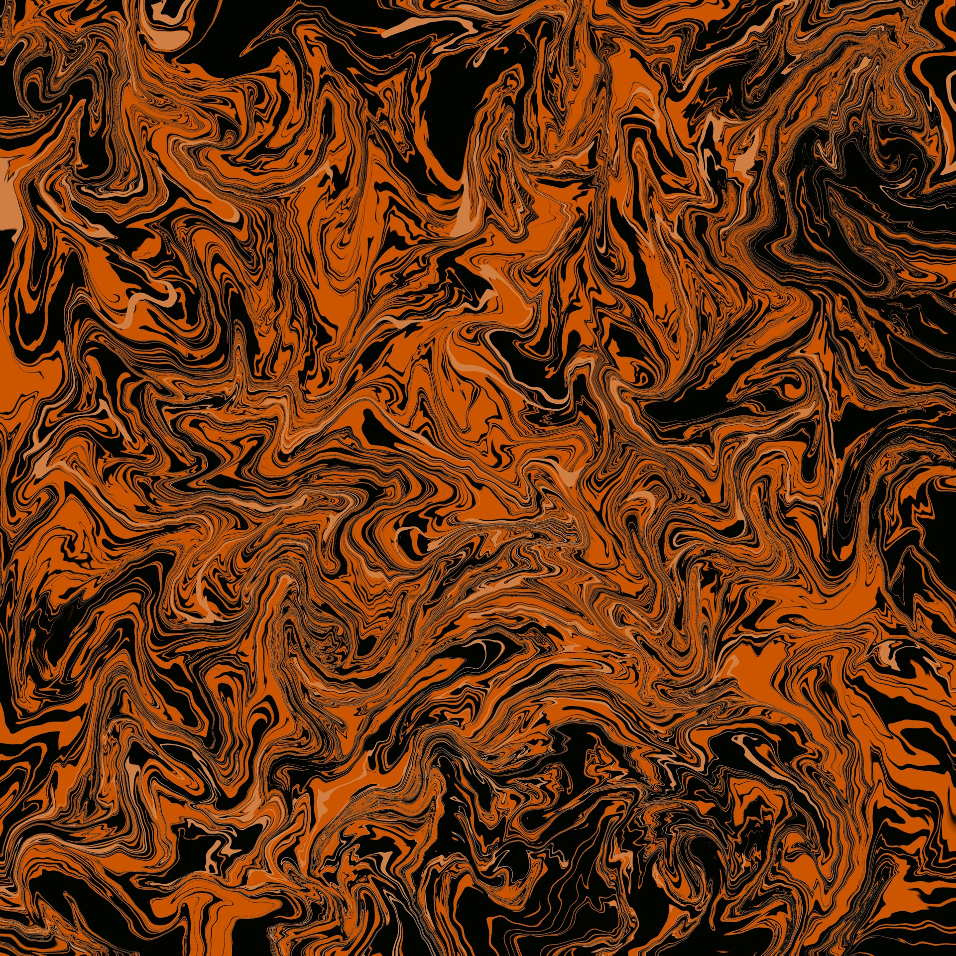 an orange and black background with swirls