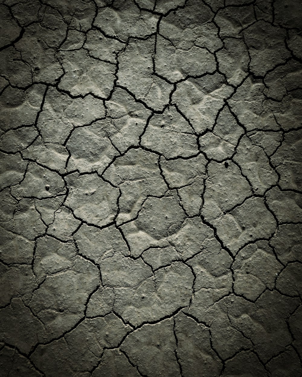 a black and white photo of a cracked surface