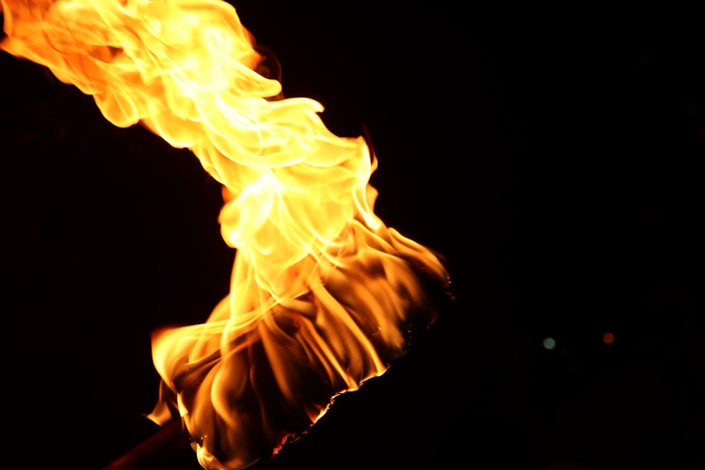a close up of a fire on a stick