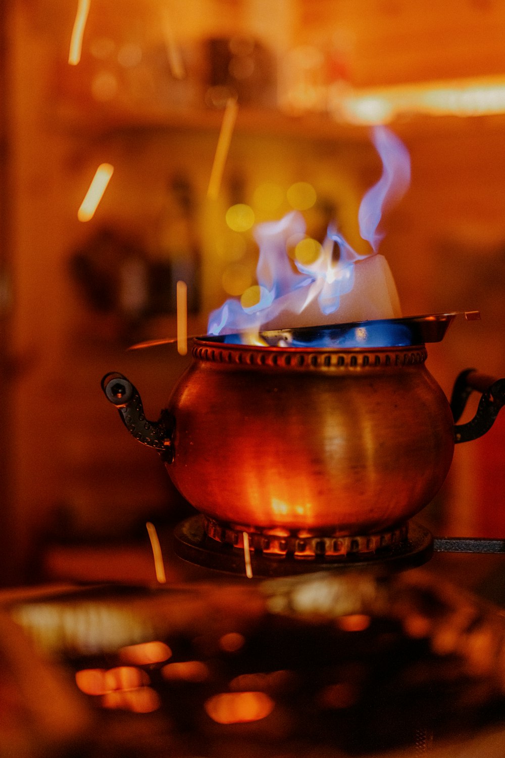 a close up of a bowl on a table