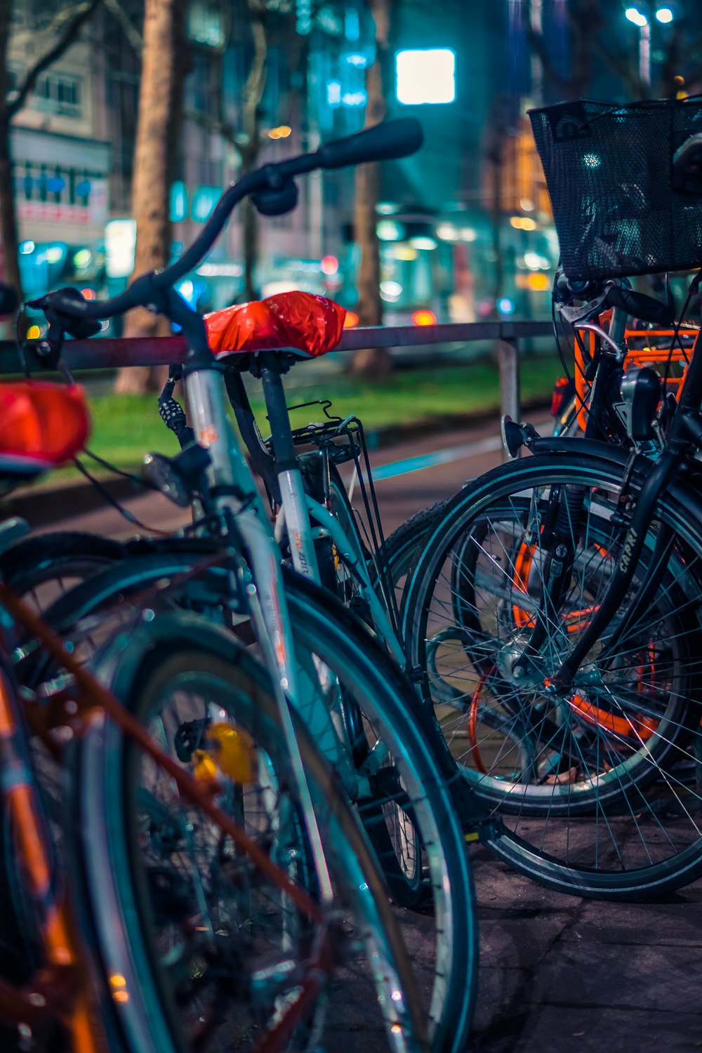 a couple of bikes parked next to each other