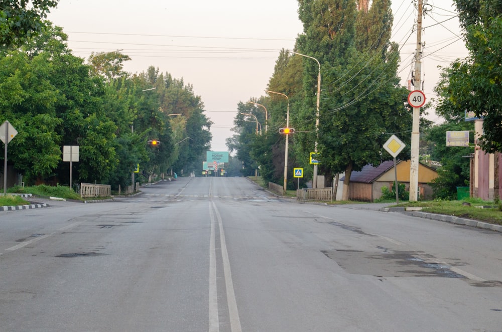a deserted street with no cars on it