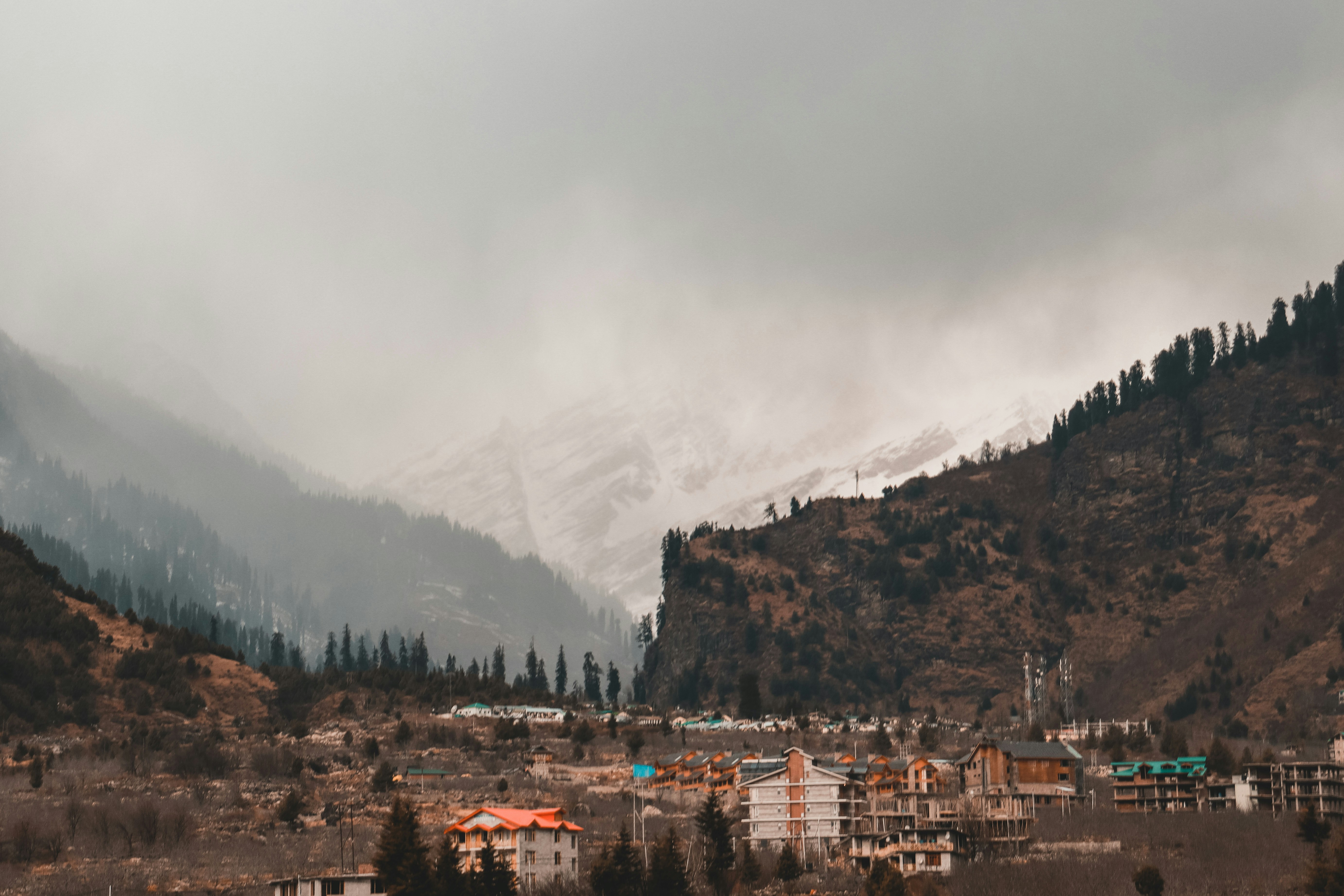Snow-covered mountains in Manali