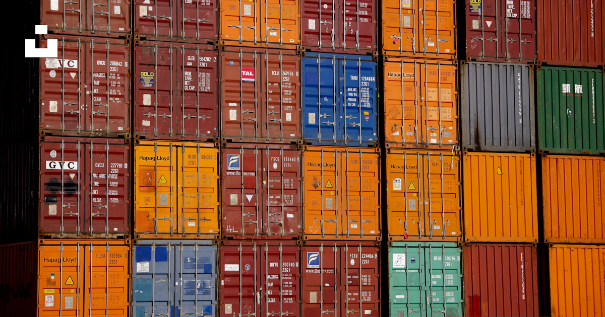 A large stack of containers stacked on top of each other photo – Free ...