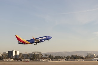 a large jetliner flying through a blue sky