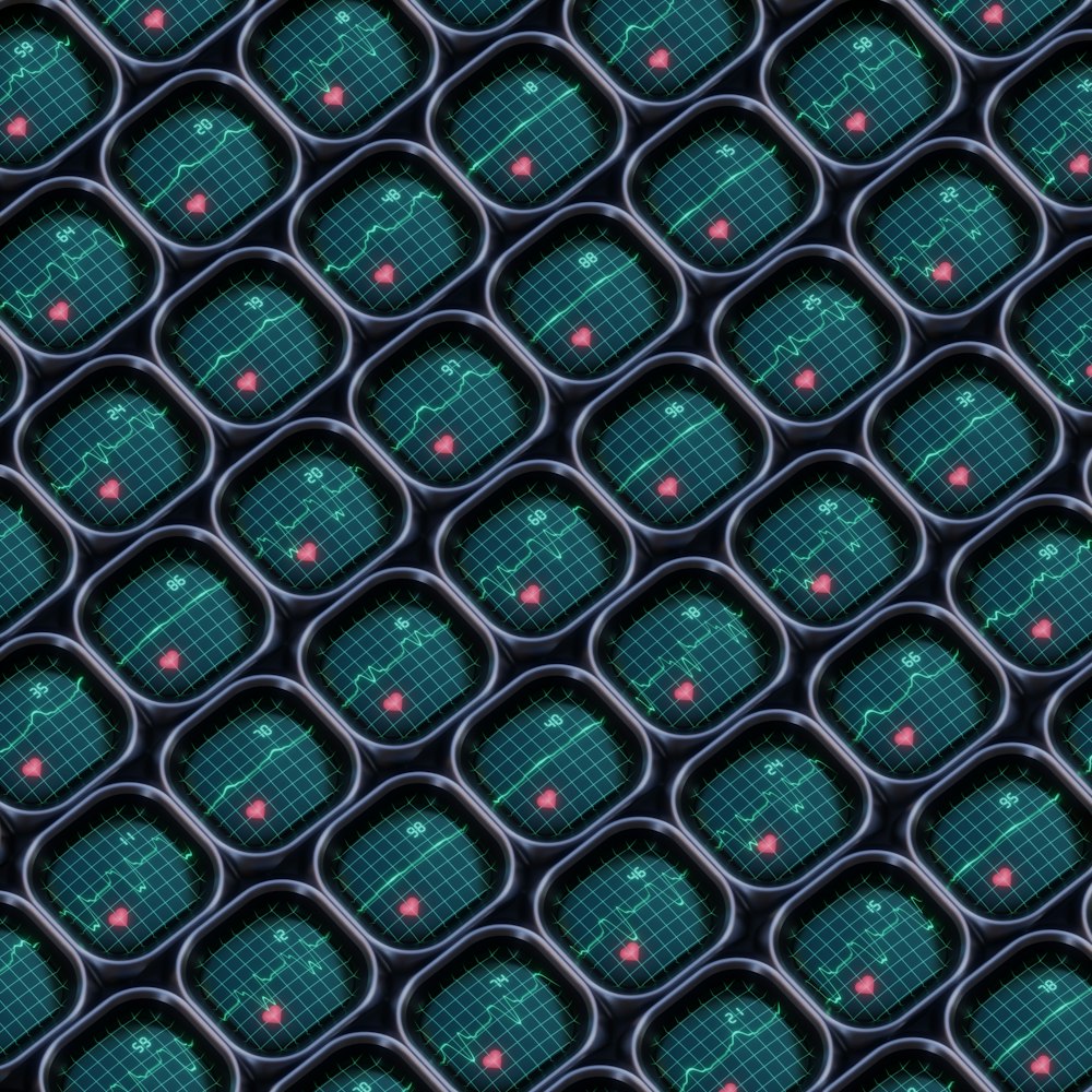 una imagen generada por computadora de un montón de círculos