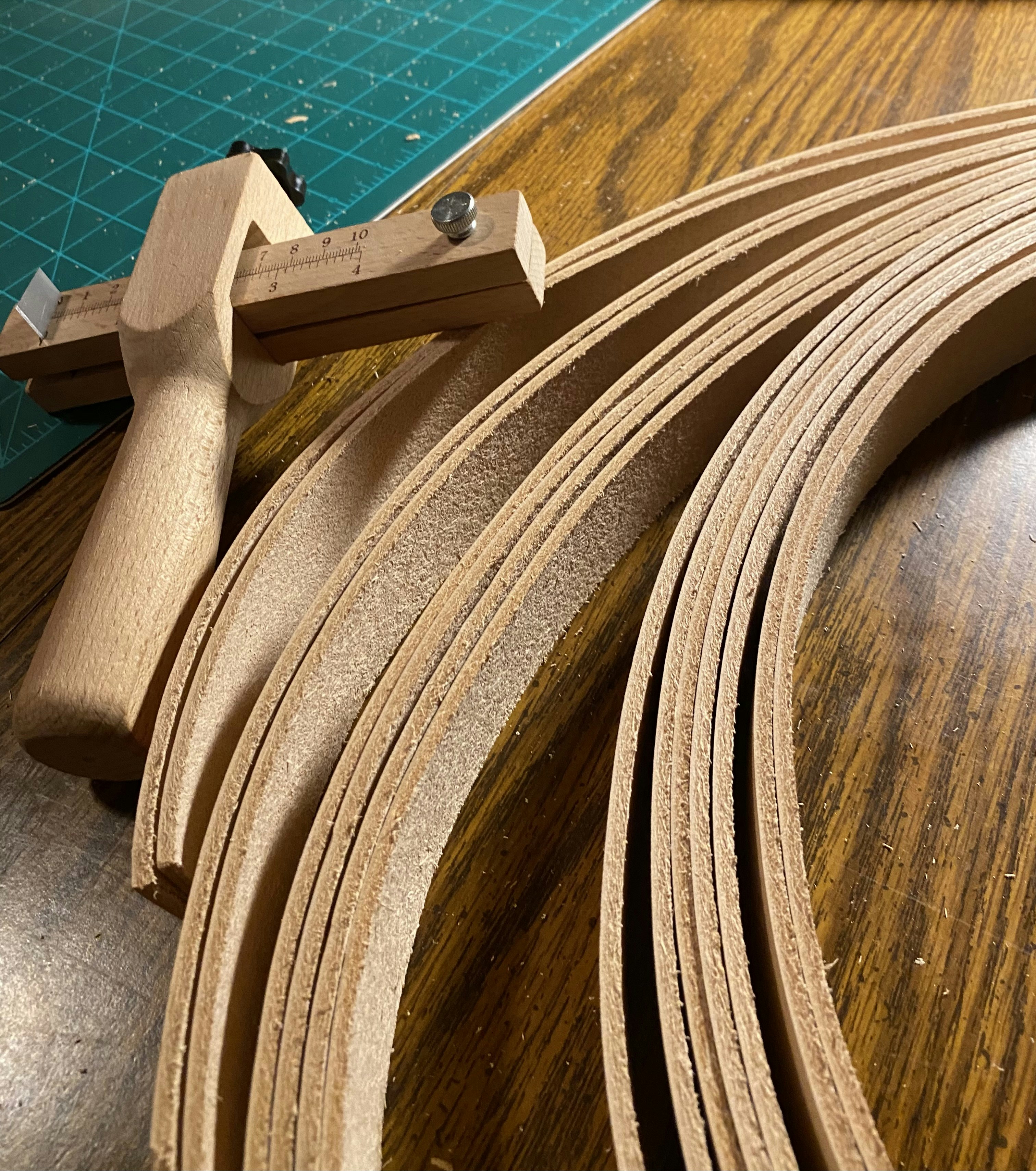a close up of a piece of wood on a table