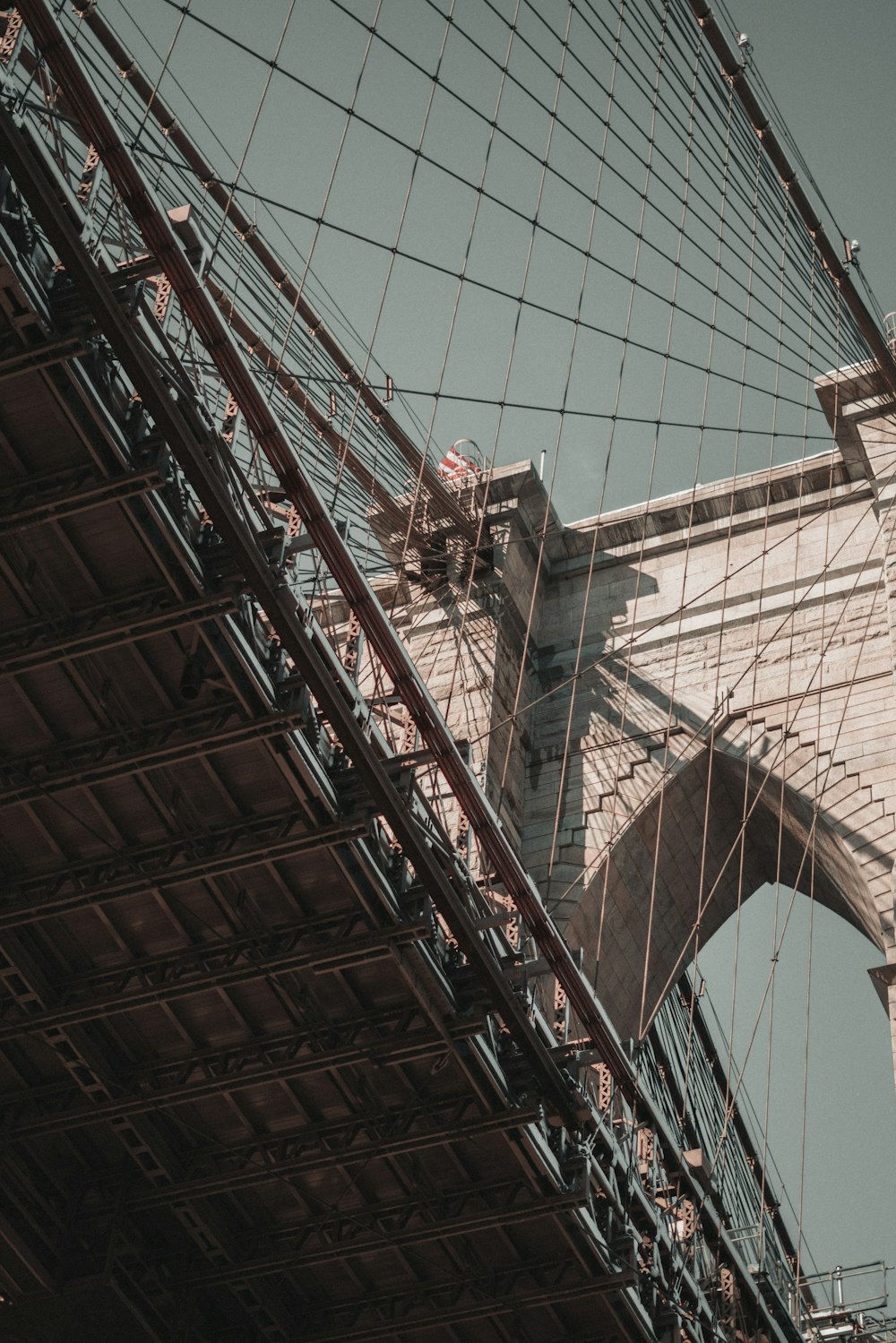 a view of the top of the brooklyn bridge