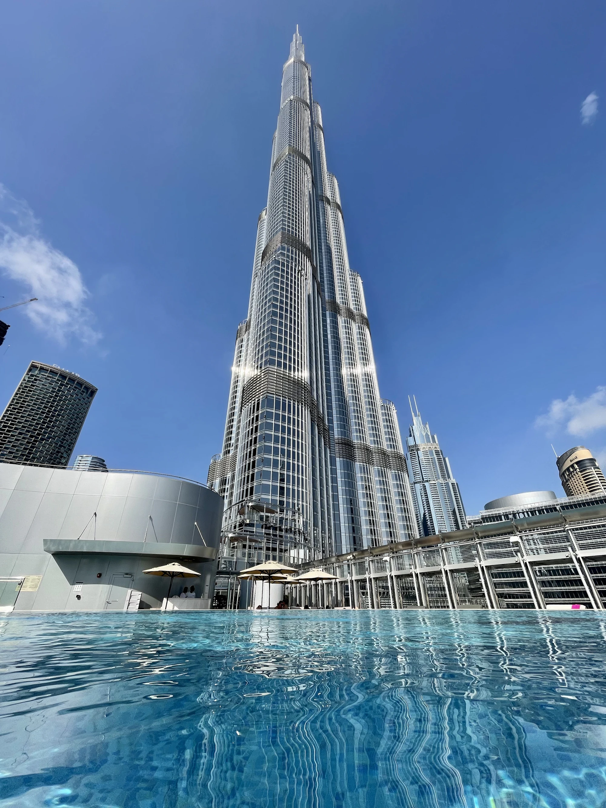 The Burj Khalifa above Downtown Dubai at dusk