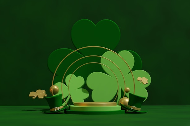 a green st patrick's day background with shamrocks