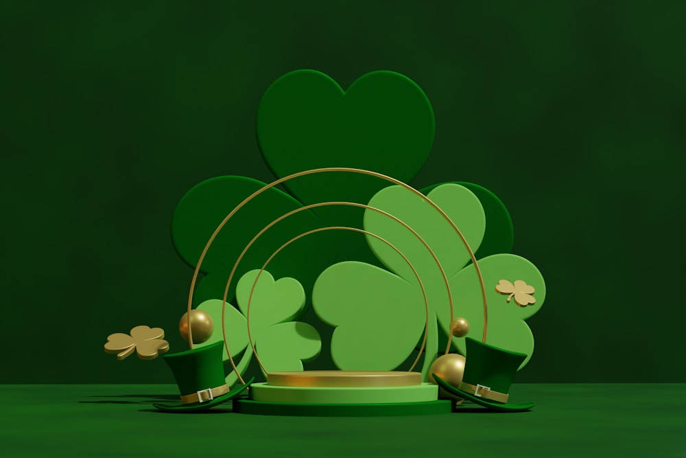 Ein grüner St. Patrick's Day-Hintergrund mit Kleeblättern