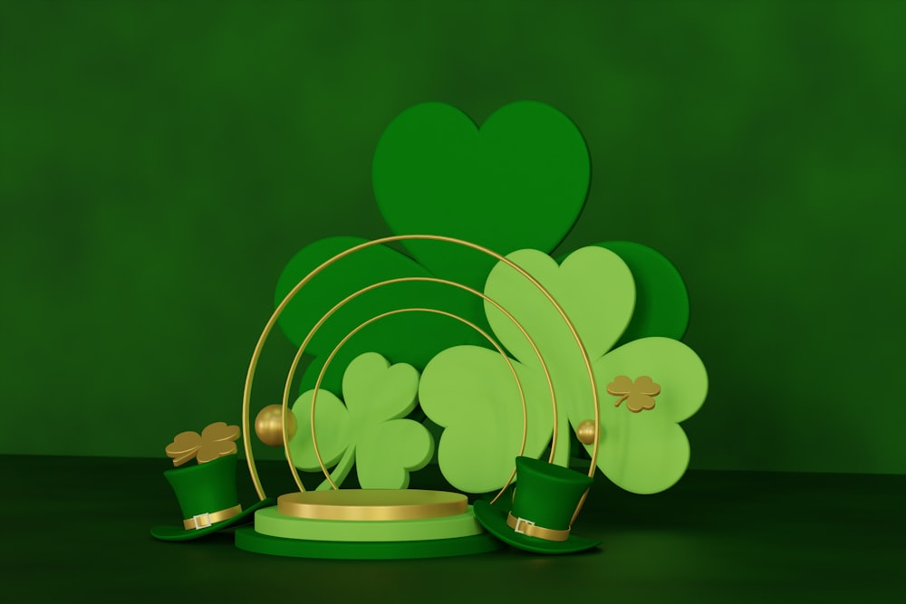 a green and gold st patrick's day decoration