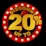 Large, bold text displaying 'Discount 20%' surrounded by a circular border of bright lights, set against a dark background. The text is prominently featured in gold and red colors, creating an eye-catching effect.