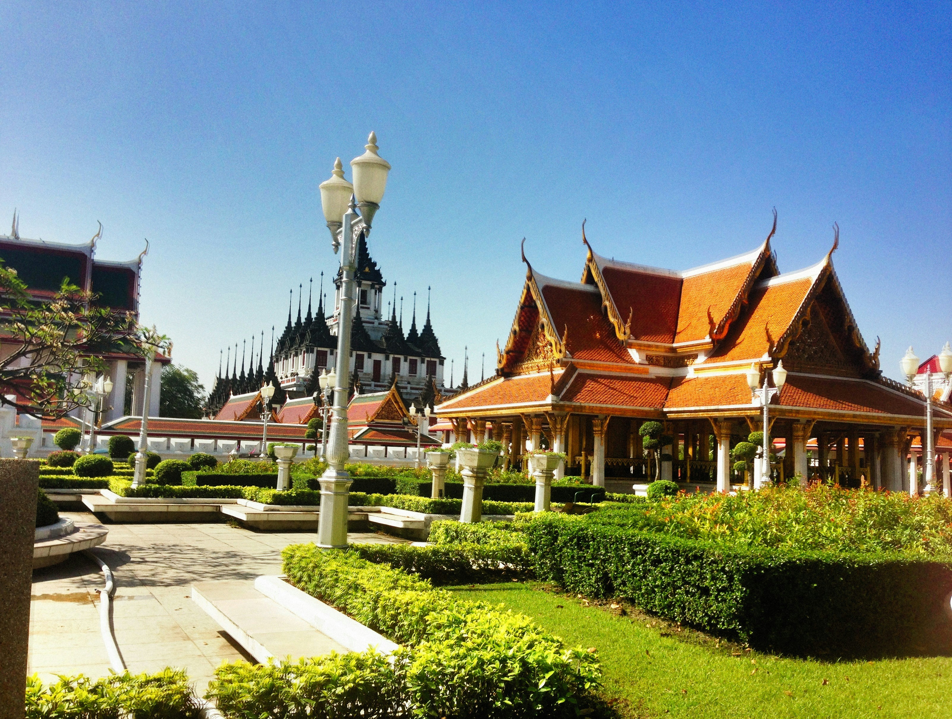 a building with a lot of plants in front of it