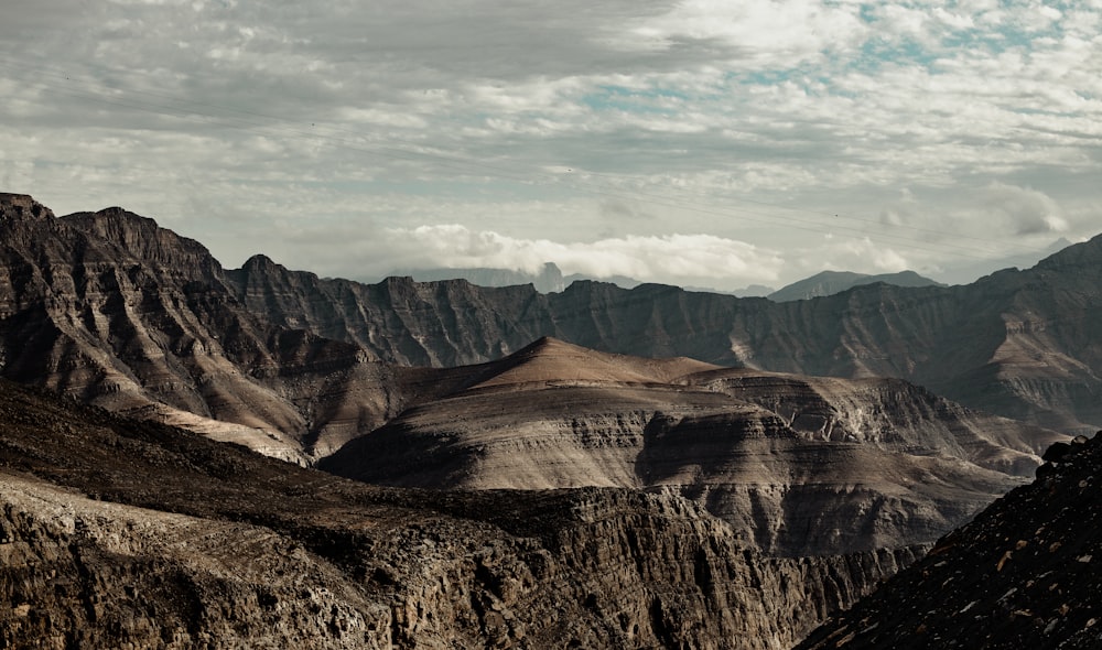 a view of a mountain range in the desert