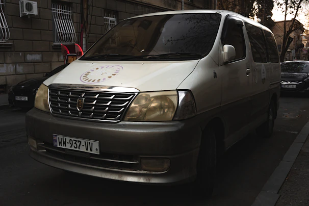 a van parked on the side of the road
