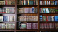 a book shelf filled with lots of books