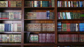 a book shelf filled with lots of books