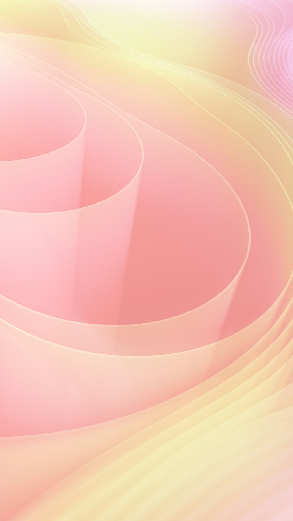a pink and yellow abstract background with curves