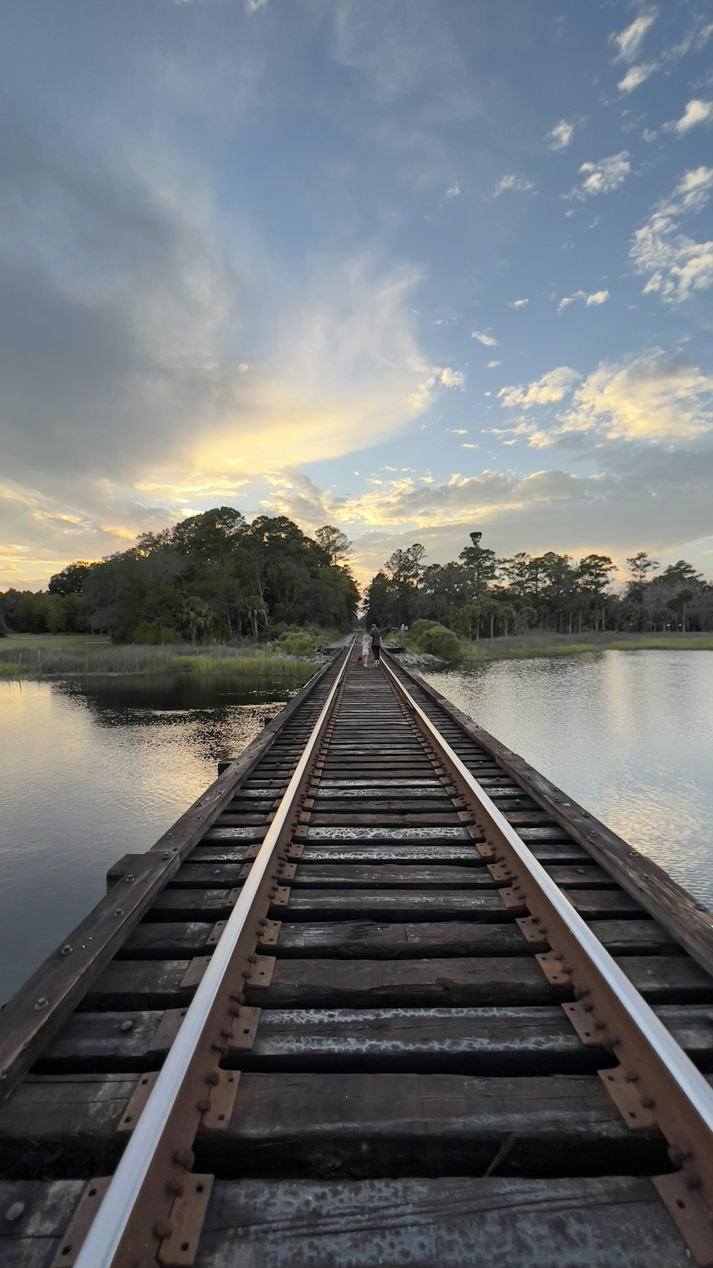 a train track going across a body of water