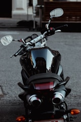 a motorcycle parked on the side of the road