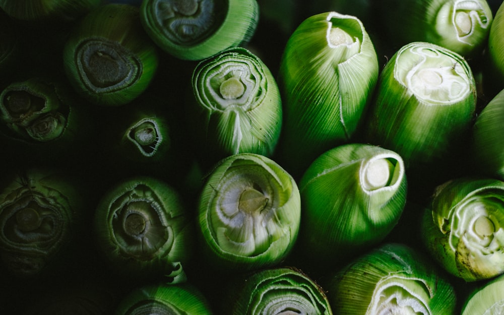 a close up of a bunch of green vegetables