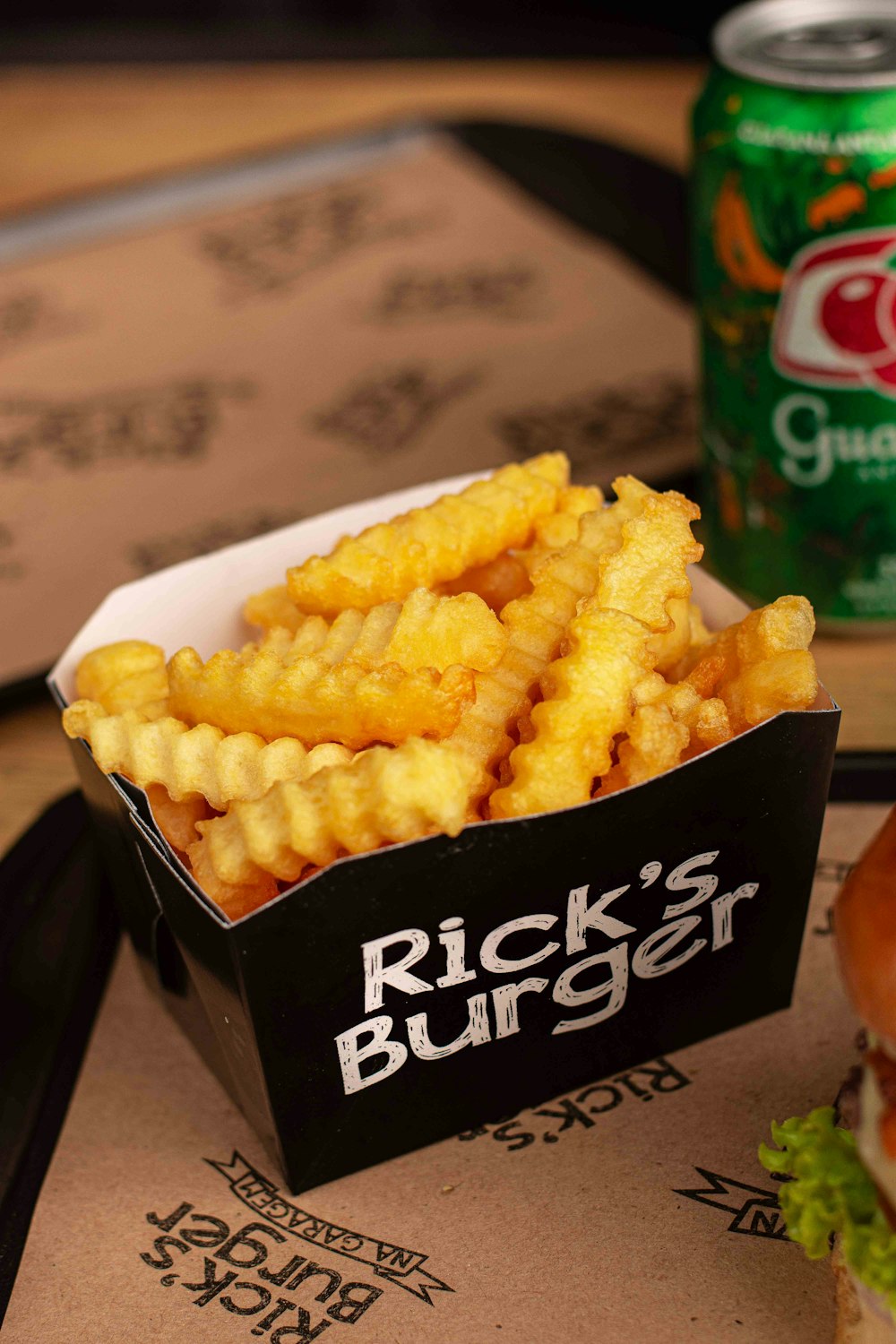 a close up of a tray of food on a table