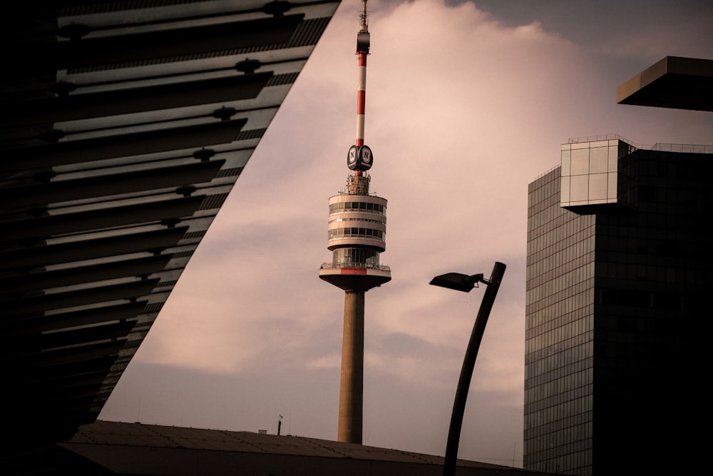 a tall tower with a clock on top of it