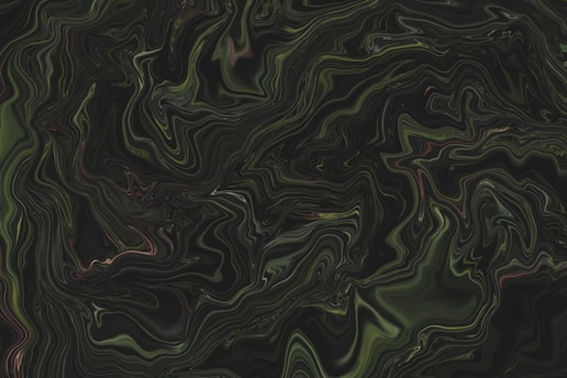 A minimalist abstract design featuring swirling dark shapes with a hint of mint color, evoking a sense of deep thought.