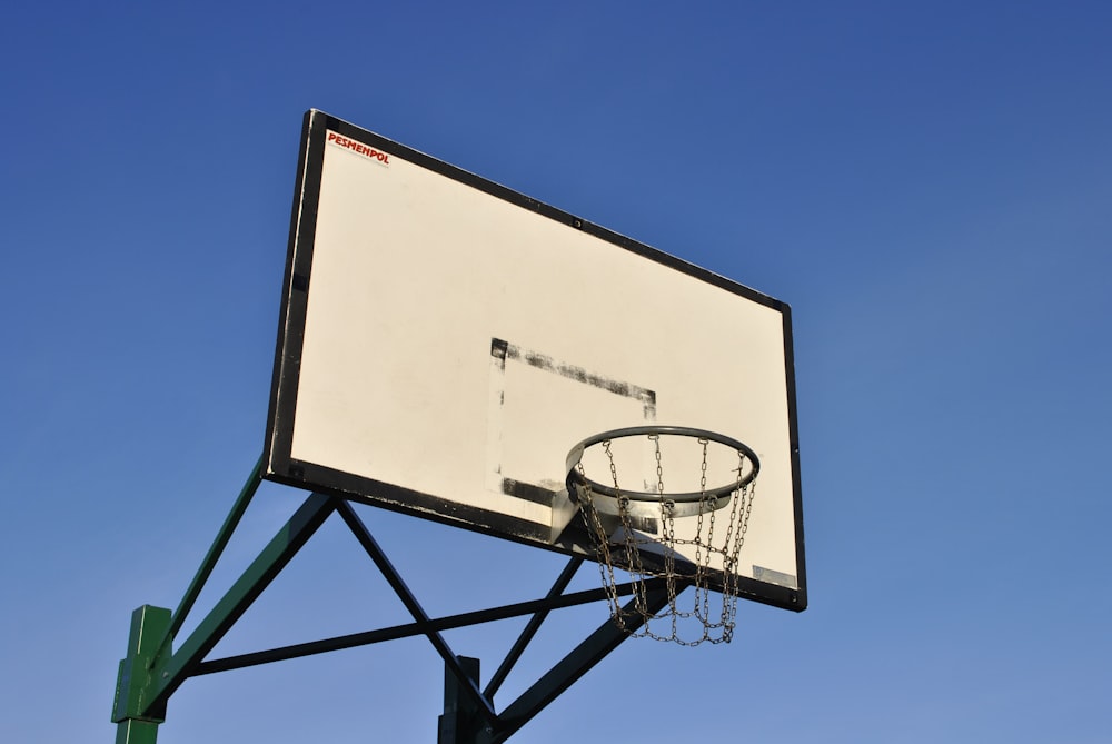 a basketball hoop with a basketball in it