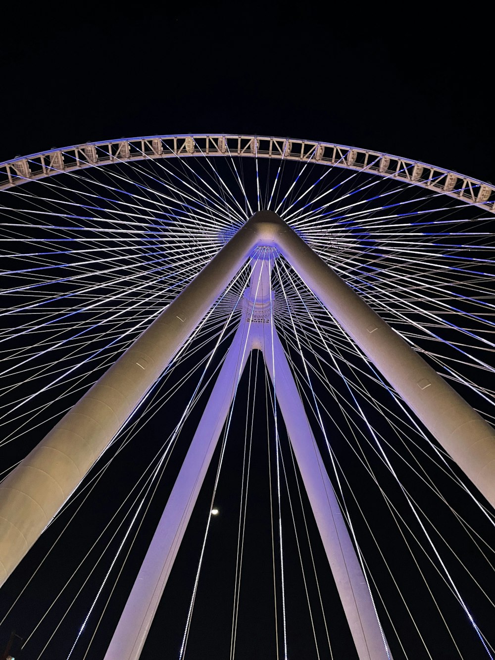 a large ferris wheel lit up at night