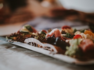 a close up of a plate of food on a table