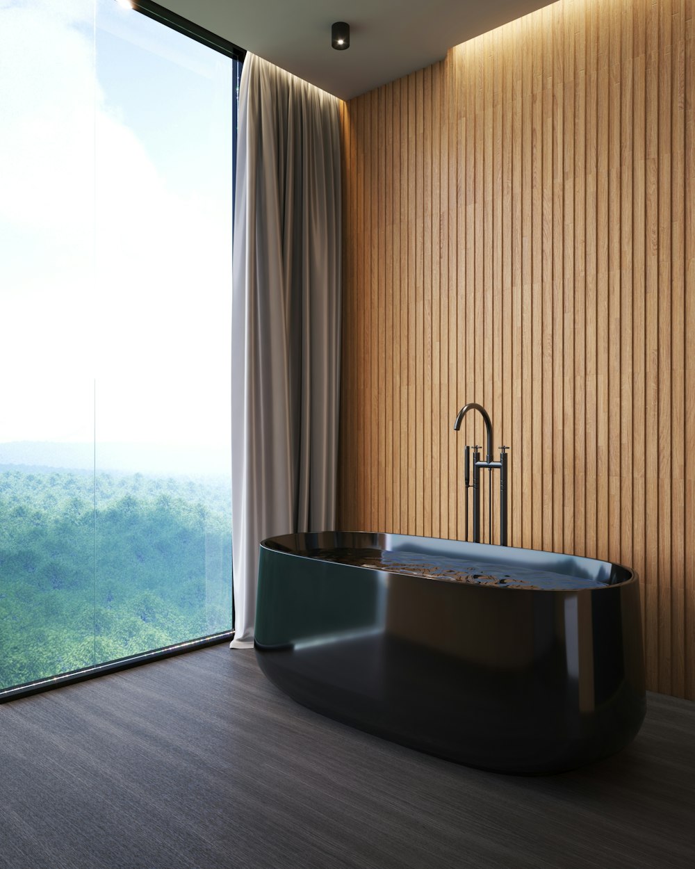 a large bath tub sitting next to a window