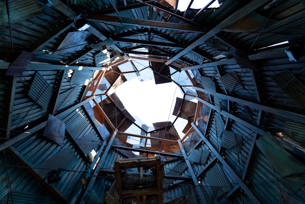 a view of the inside of a metal structure