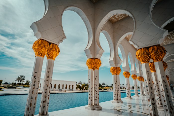 Sheikh Zayed Grand Mosque at dusk, Abu Dhabi