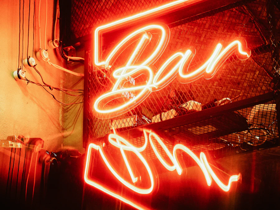 Neon-lit bar open late at night