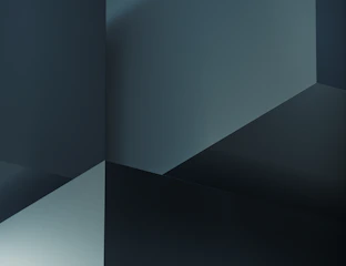 Abstract modern geometric shapes in blue and gray tones symbolizing clarity and professionalism.