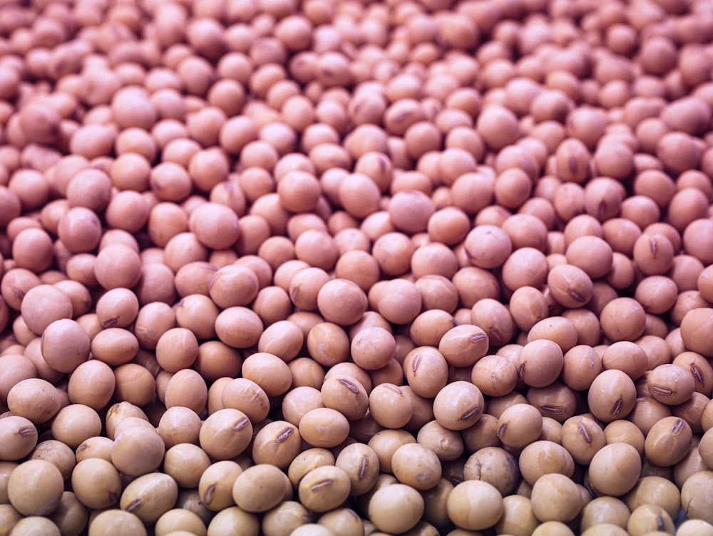 a close up of a bunch of nuts on a table