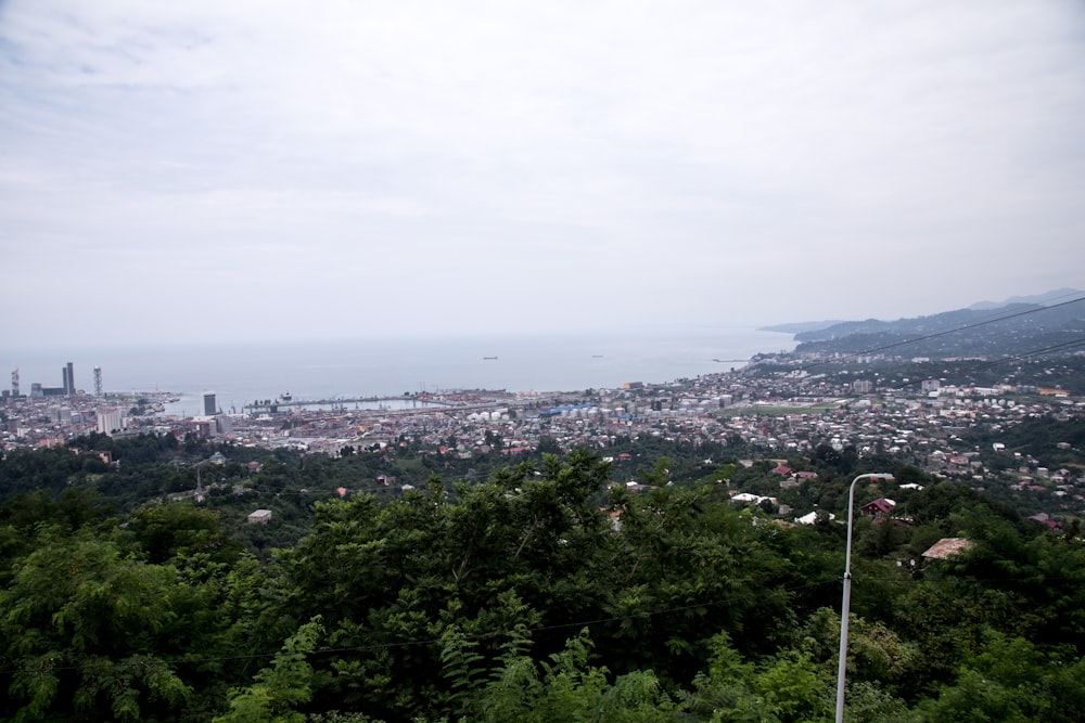 a view of a city from a hill