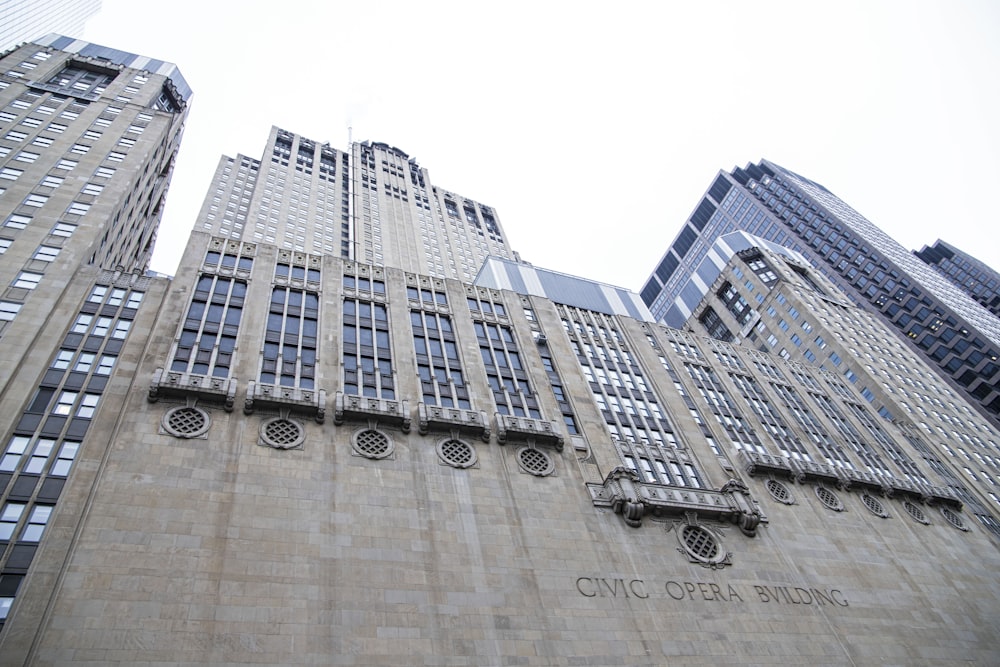 a group of tall buildings sitting next to each other