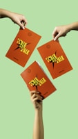 Three hands hold orange booklets with the title 'Walk the Talk' in bold, yellow letters. The backgrounds are a solid light green color.